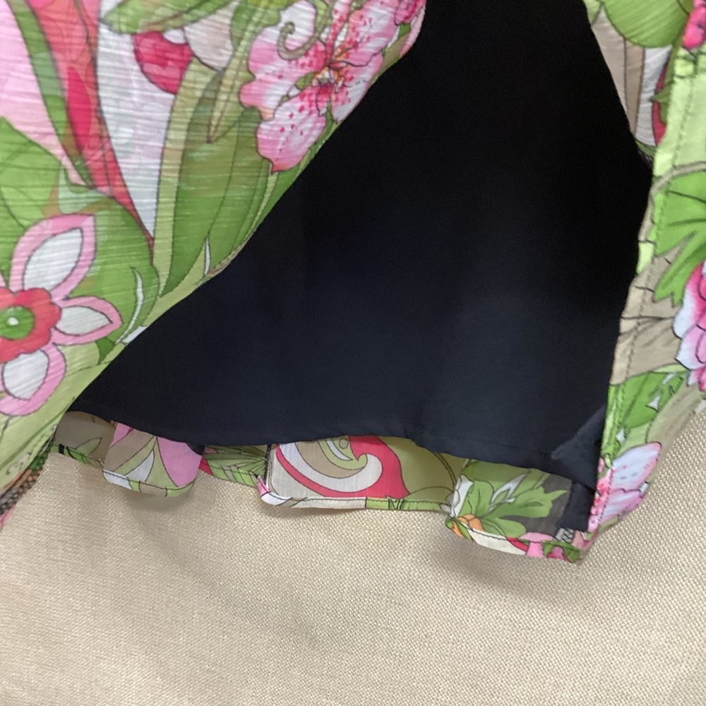 Tribal A-line Pleated Floral Skirt Sz 6 - Picture 4 of 6